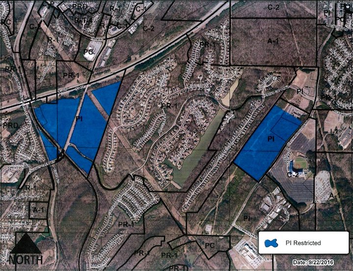 Trace Crossings restricted industrial zoning map