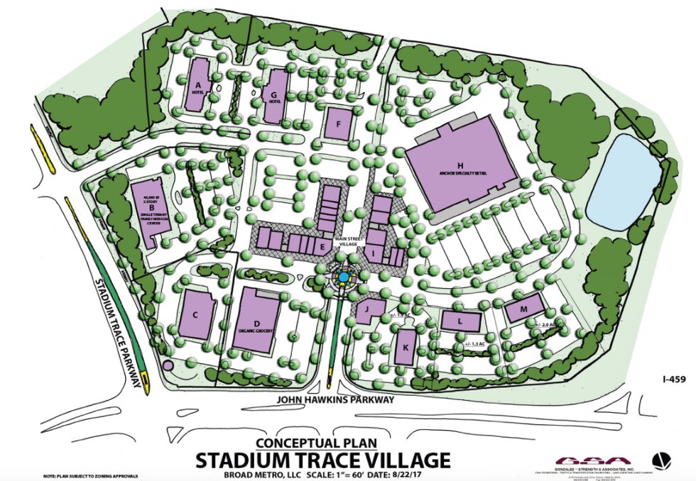Stadium Trace Village conceptual plan 8-30-17
