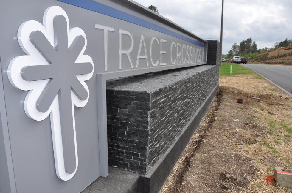 Trace Crossings entrance sign 4-5-19