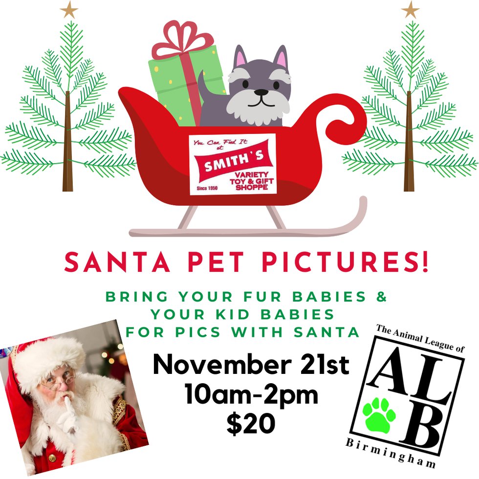 Smith's Variety Pet Photos with Santa and The Animal League of Birmingham -  